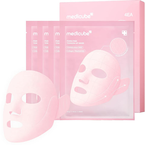 [Medicube] PDRN PINK LIFT UP MASK (4EA) PDRN Pink Tension Up Sheet Mask - 3-Step Contouring Mask