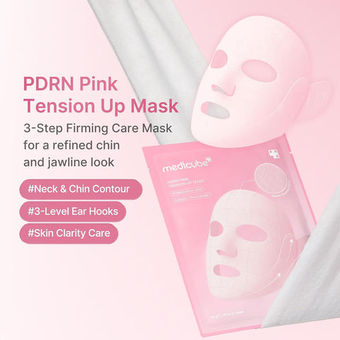 [Medicube] PDRN PINK LIFT UP MASK (4EA) PDRN Pink Tension Up Sheet Mask - 3-Step Contouring Mask