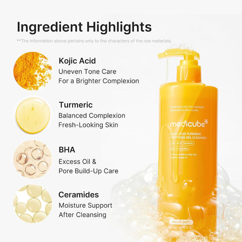 [Medicube] KOJIC ACID TURMERIC GEL TO FOAM CLEANSER 500ml