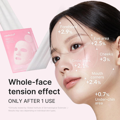 [Medicube] PDRN PINK LIFT UP MASK (4EA) PDRN Pink Tension Up Sheet Mask - 3-Step Contouring Mask